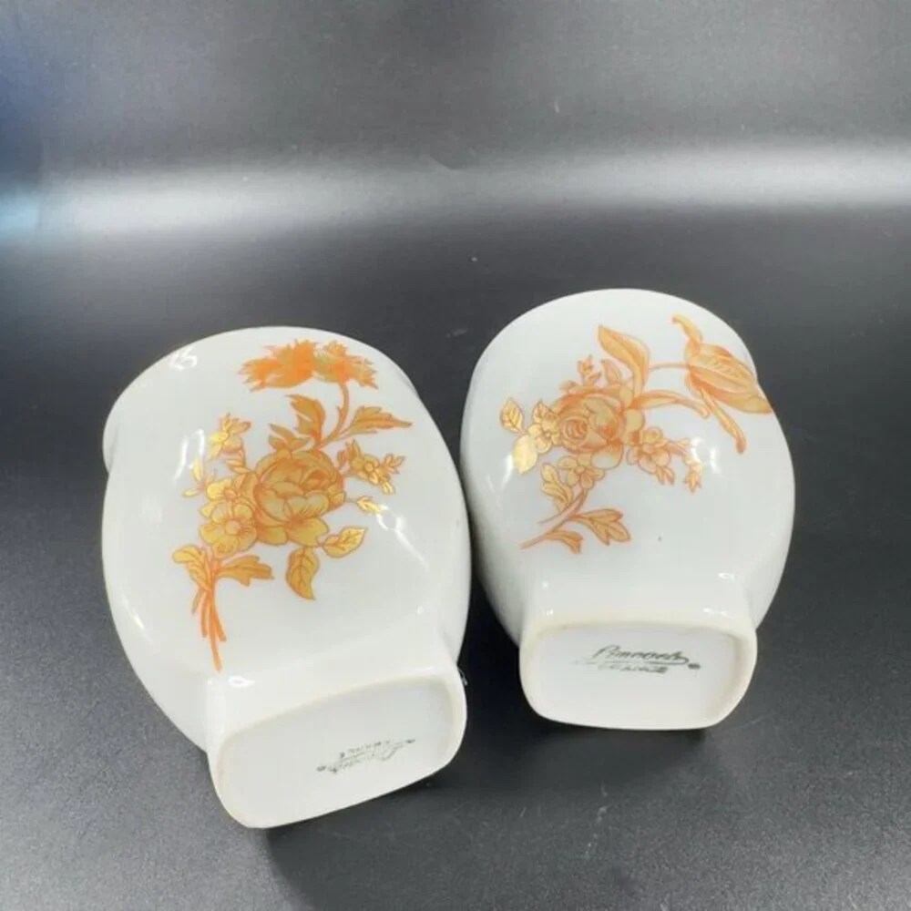 Limoges France Fontainille Marraud Floral Gold Red Porcelain Cup Mug Vintage Set
